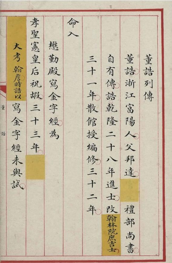 清內府小楷董誥列傳